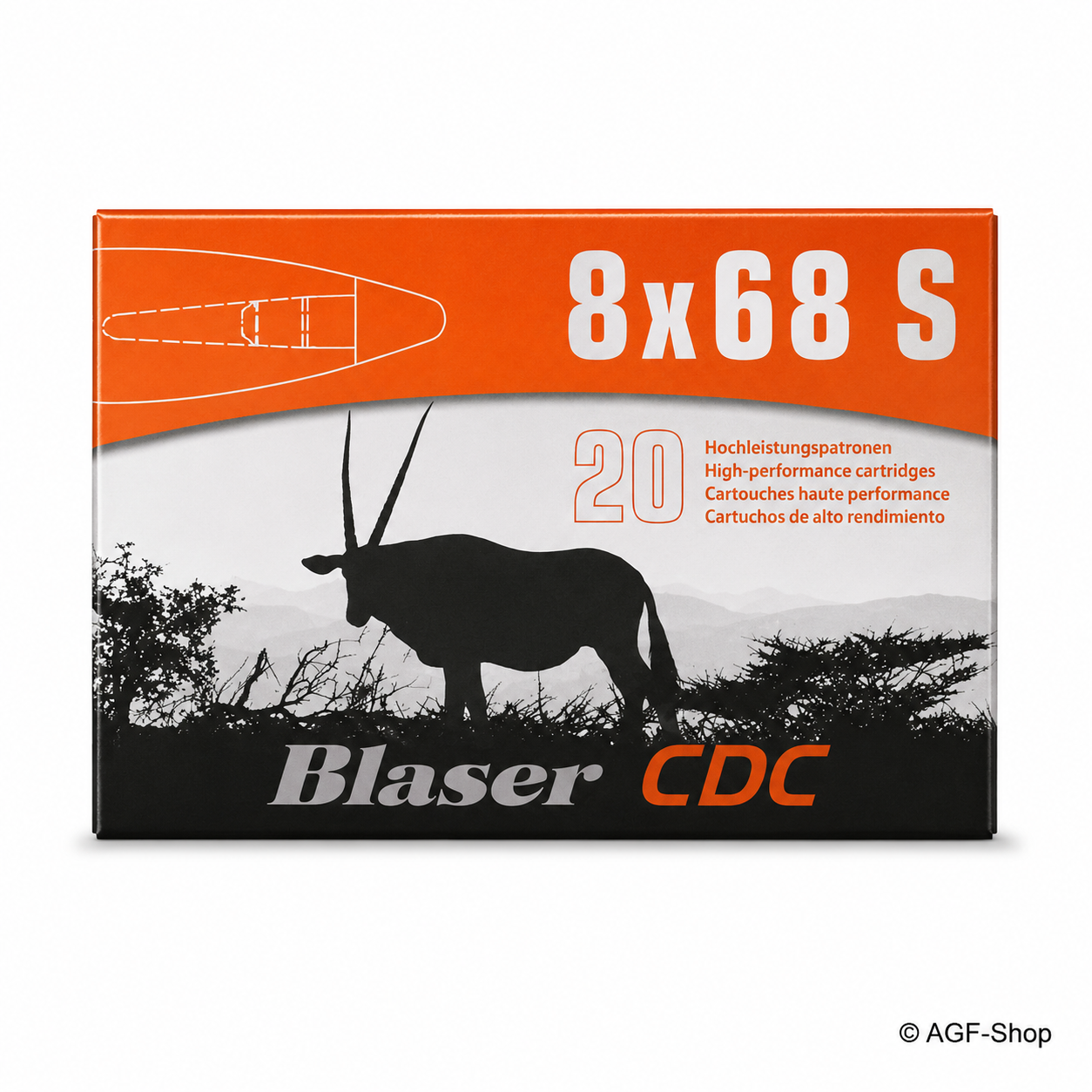 Blaser Büchsenpatrone 8x68 S CDC 11,0 g / 170 gr, 20 Stück Bleifrei