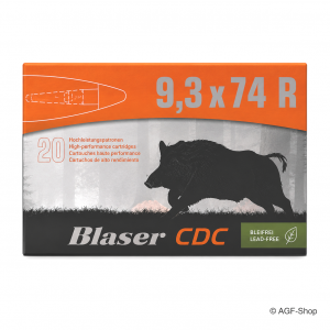 Blaser Büchsenpatrone 9.3x74 R CDC 16,2 g / 250 gr, 20 Stück Bleifrei