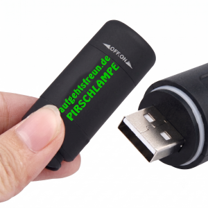 Aufladbare aufgehtsfreun.de Pirschlampe mit USB-Stecker und Schlüsselanhänger bei AGF-Shop
